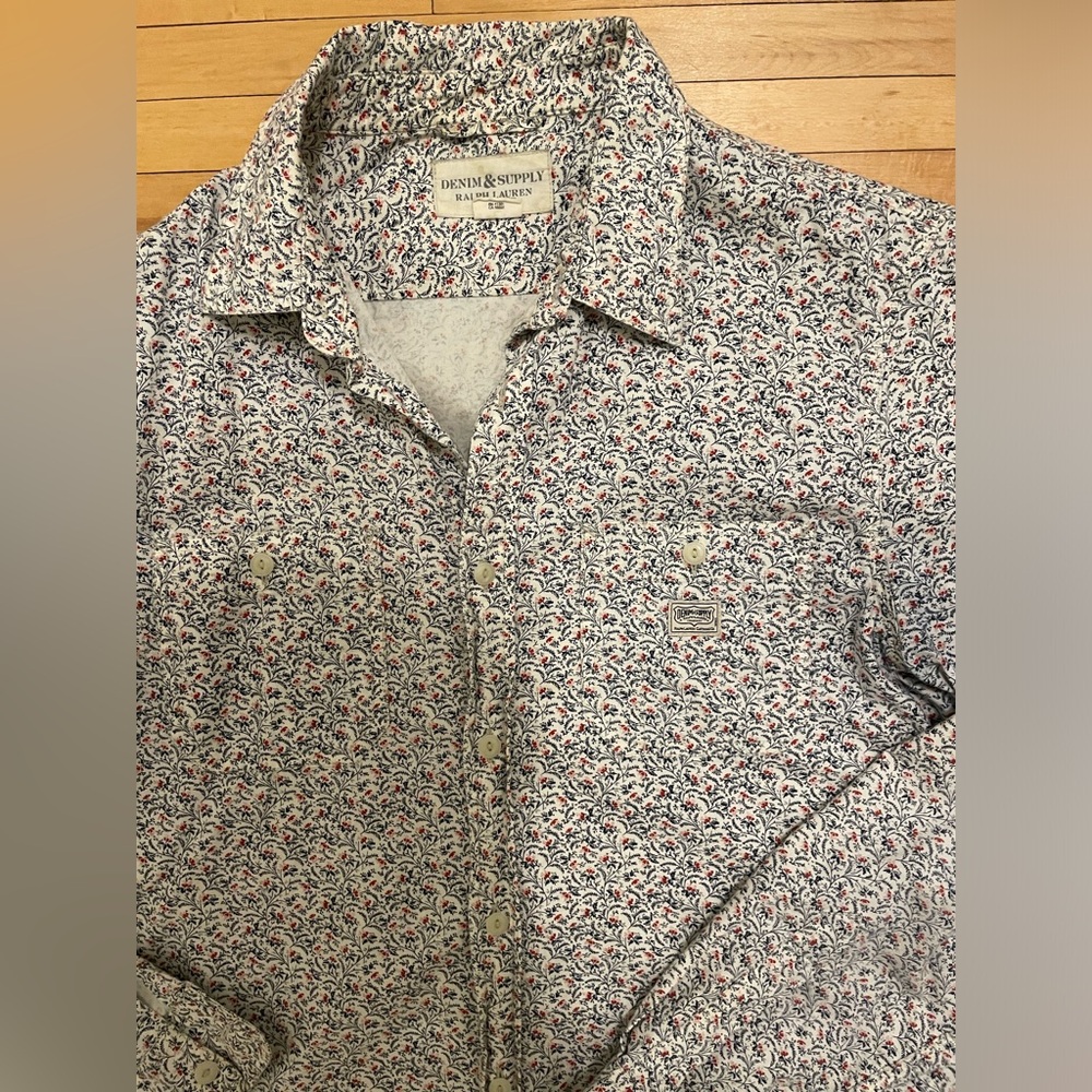 Men’s All-Over Floral Print Button-Up by Ralph Lauren Denim & Supply in Sz. L - Picture 2 of 5